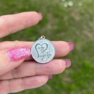 Vintage Sterling Silver Rembrandt Be My Valentine Heart Circle Charm or Pendant